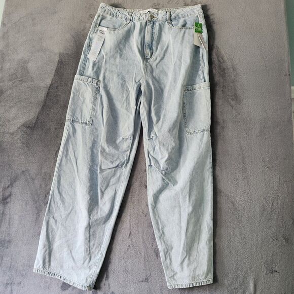 Tinseltown Hi-Rise Baggy Jeans Women's 15/32 Wide Leg Cargo Pockets Pants NEW - Picture 1 of 12